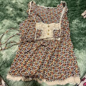 Kenzie Colorful Patterned Tank Top with Lace Accents